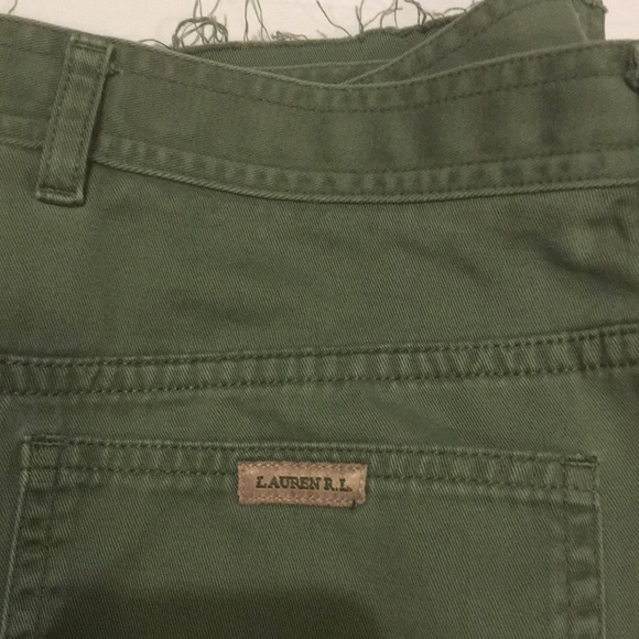 RL Vintage CARGO RALPH LAUREN WIDE LEG Army Green PANTS Raw Hem Size 12 - Picture 14 of 14